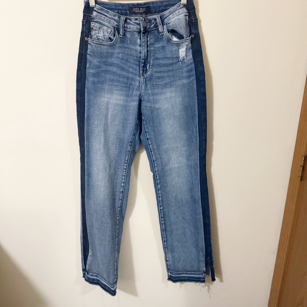 Judy Blue High Waist Side Seam Straight Jeans Womens Size 27 Denim